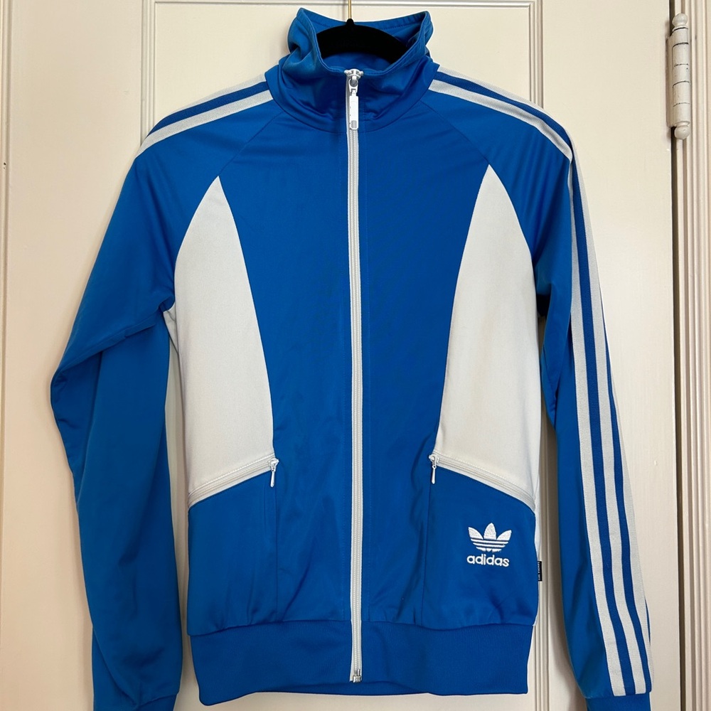 Adidas Men's Blue and White Windbreaker